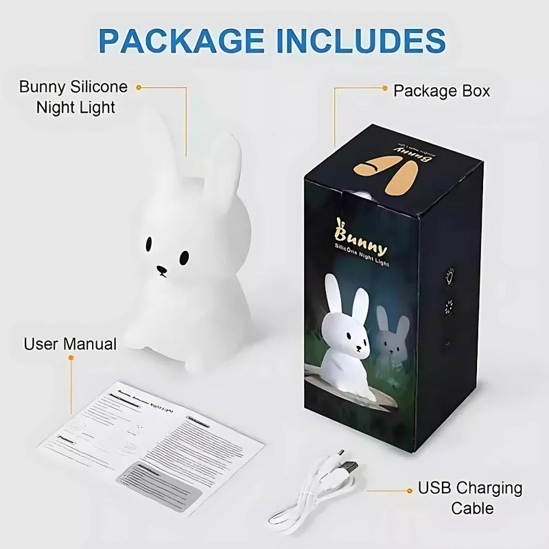 Mini Luminária LED Coelho em Silicone Touch Recarregável – Fofura que Ilumina