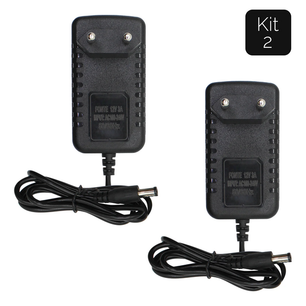 Kit com 2 Fontes Estabilizadas 12V 3A | Ideal para CFTV, Fitas LED e Eletrônicos