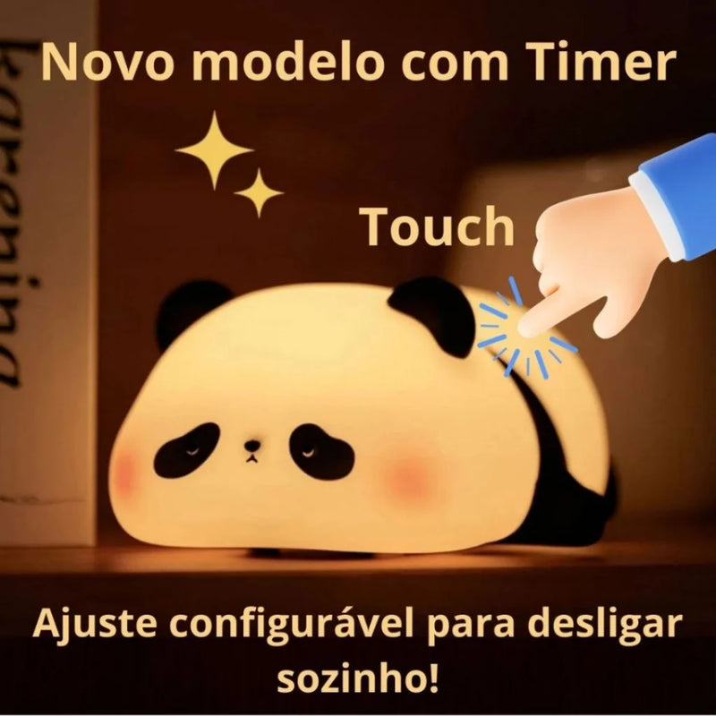 Luminária Panda de Silicone Touch Recarregável – Fofura, Funcionalidade e Muito Charme