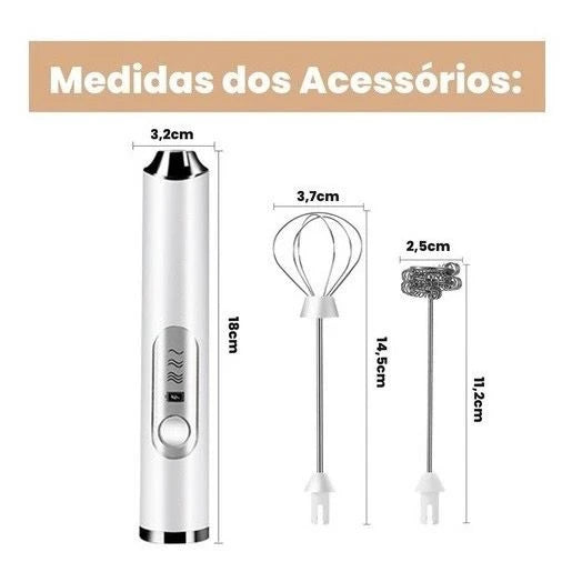 Batedor Misturador Mixer Elétrico 2 em 1 | Para Leite, Café, Ovos e Muito Mais
