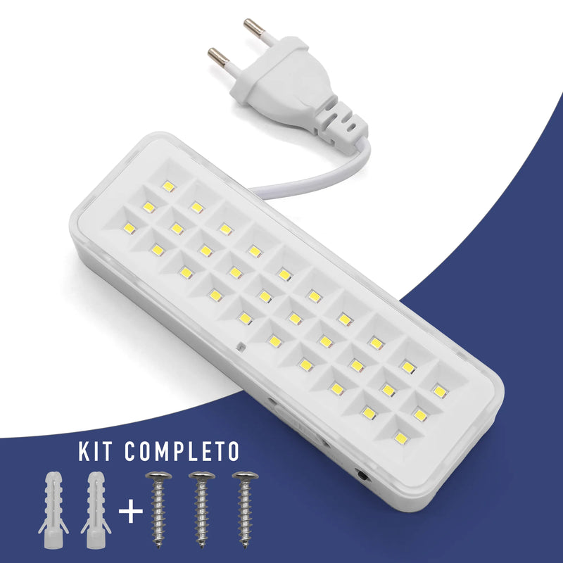 Kit 3 Luminárias de Emergência com 30 LEDs – Iluminação Segura e Recarregável para Qualquer Situação