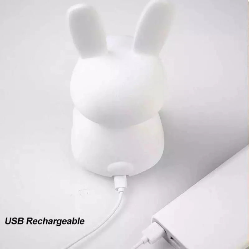 Mini Luminária LED Coelho em Silicone Touch Recarregável – Fofura que Ilumina