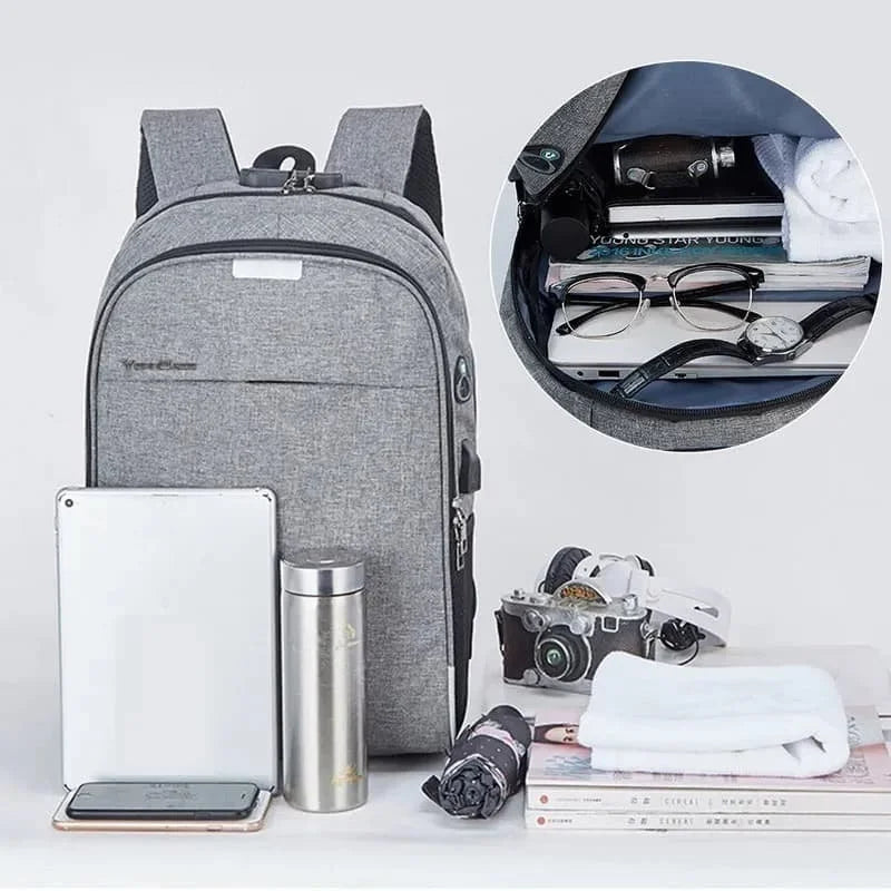 Mochila Masculina Executiva Anti-Furto com Entrada USB e Cadeado com Senha – Segurança, Estilo e Praticidade em Um Só Produto