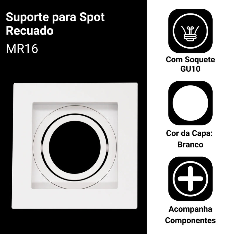 Kit com 3 Suportes Recuados Embutidos Par20 – Estilo, Praticidade e Iluminação Sofisticada