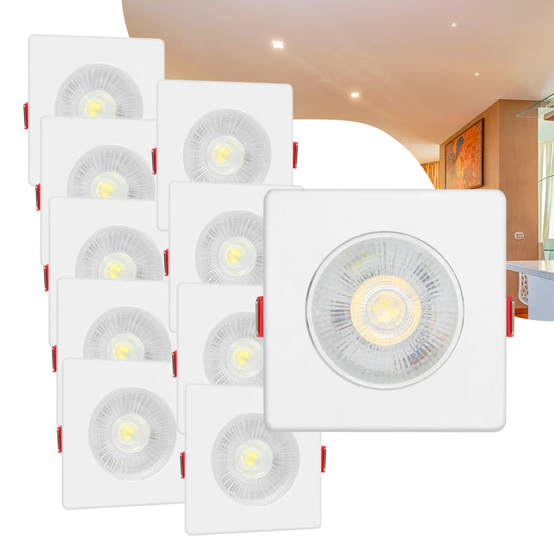 Kit 10 Spots LED 7W Quadrado Direcionável – Iluminação Focal com Estilo e Eficiência