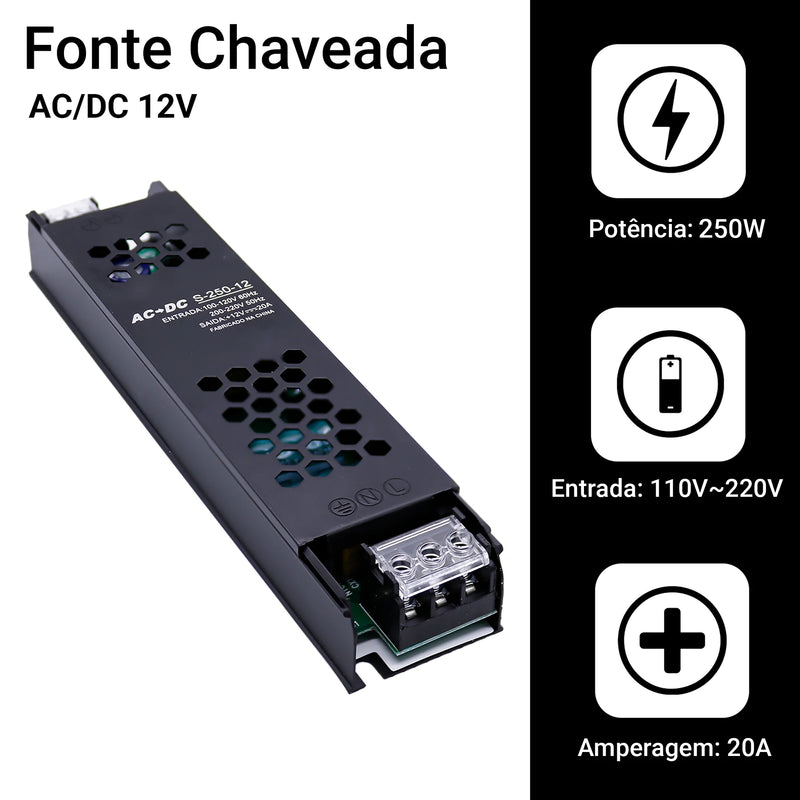 Kit com 2 Fontes Chaveadas 12V 20A 240W – Alta Potência, Estabilidade e Segurança