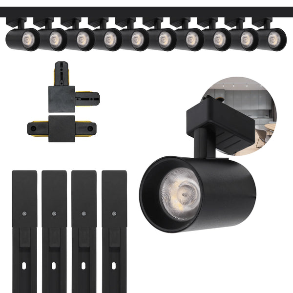 Kit Trilho Eletrificado 4m Preto + 10 Spots LED 10W Luz Fria – Iluminação Moderna, Eficiente e Econômica