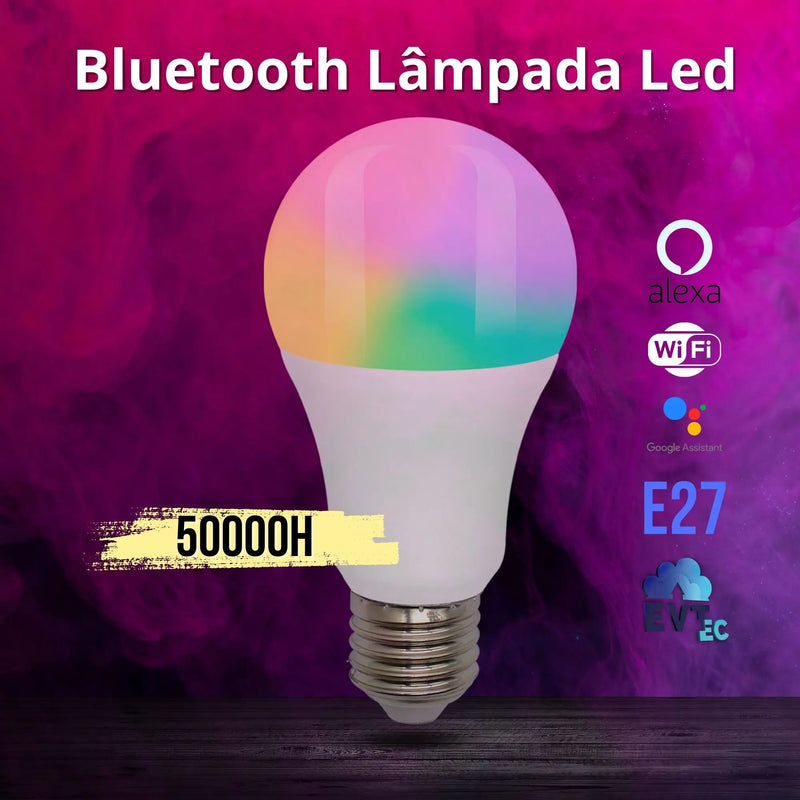 Lâmpada Inteligente LED WiFi 10W RGB com Controle via Alexa e Google Home – Personalize sua Iluminação