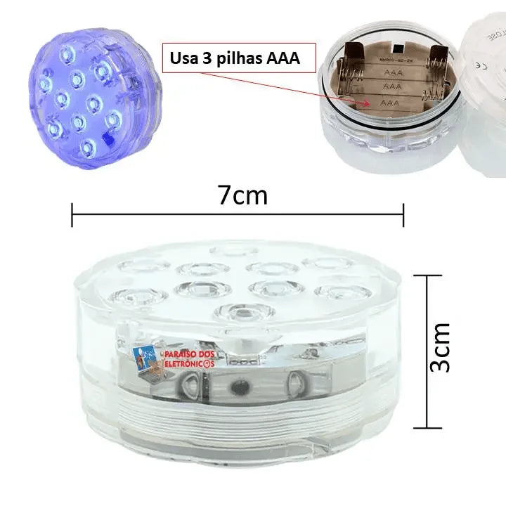 Luminária de Piscina RGB Sem Fio com Controle Remoto – Ilumine com Estilo e Tecnologia