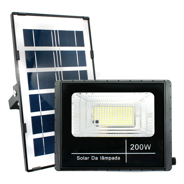 Refletor Solar LED 200W com Placa Solar | Autonomia de até 8h | IP65 | À Prova D’Água