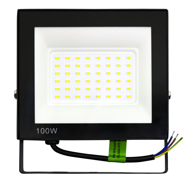Refletor LED 100W Spotlight Bivolt IP66 – À Prova D’Água | Branco Frio, Branco Quente ou Verde