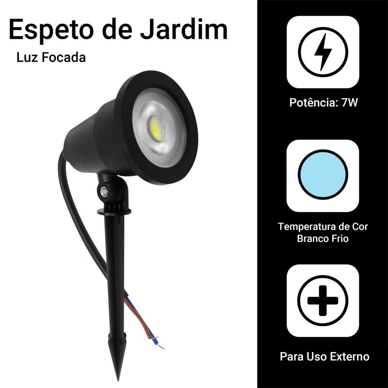 Kit com 10 Luminárias de Jardim Espeto com Lâmpada LED 7W – Iluminação Decorativa e Funcional para Áreas Externas