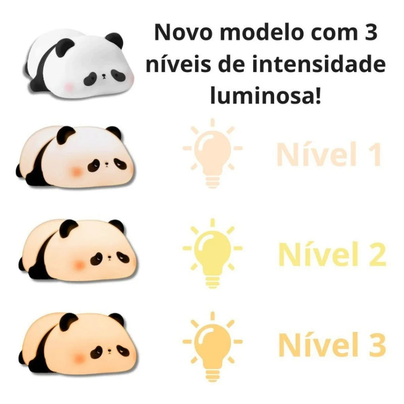 Luminária Panda de Silicone Touch Recarregável – Fofura, Funcionalidade e Muito Charme
