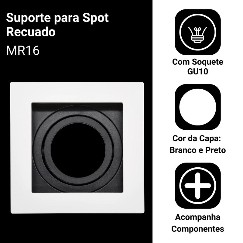 Kit com 3 Suportes Recuados Embutidos Par20 – Estilo, Praticidade e Iluminação Sofisticada