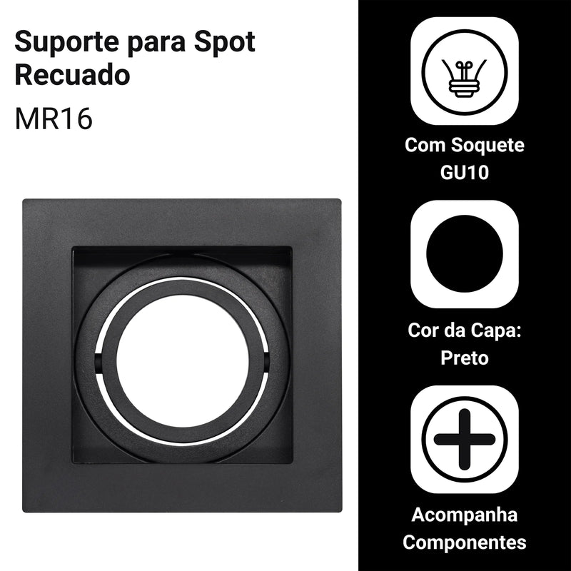 Kit com 3 Suportes Recuados Embutidos Par20 – Estilo, Praticidade e Iluminação Sofisticada