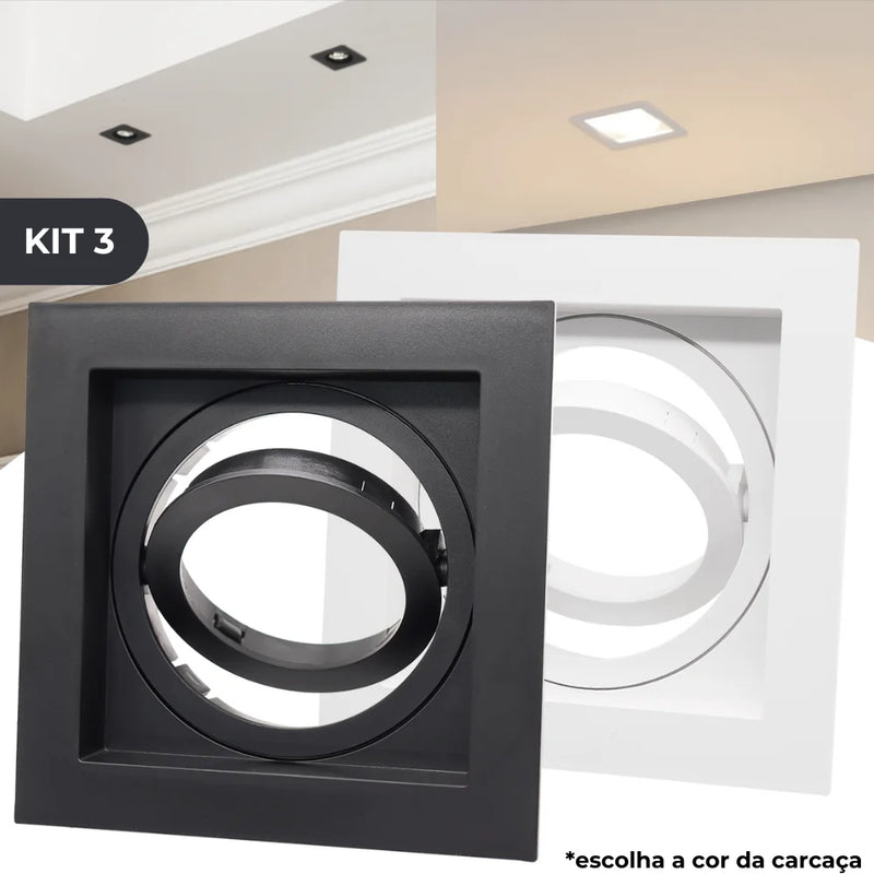 Kit com 3 Suportes Recuados Embutidos Par20 – Estilo, Praticidade e Iluminação Sofisticada