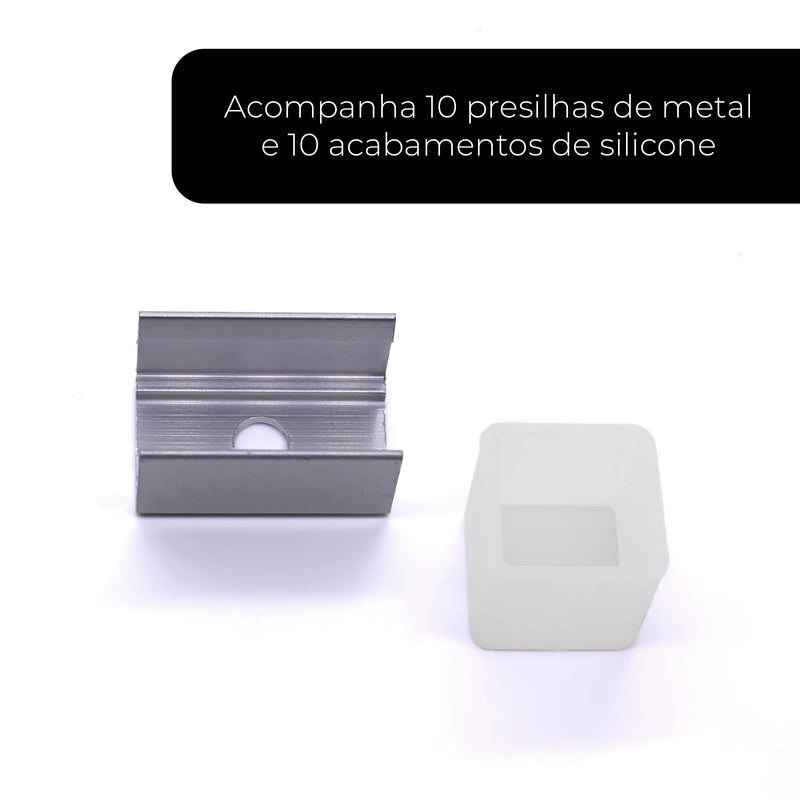 Perfil de Sobrepor em Silicone Flexível 10x10mm – Acabamento Profissional para Fitas de LED