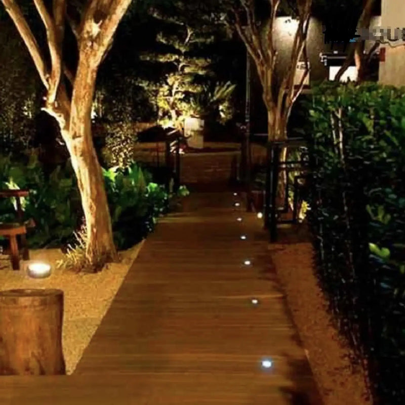 Kit Spot LED de 5 Pontos Embutido no Chão do Jardim – 1W IP65 (Branco Quente)