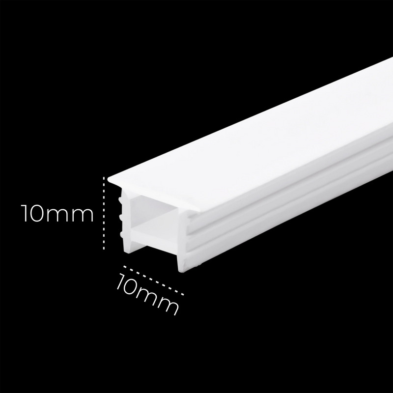 Perfil de Silicone Flexível 5m para Fita LED 10x10mm – Iluminação Embutida com Elegância e Precisão