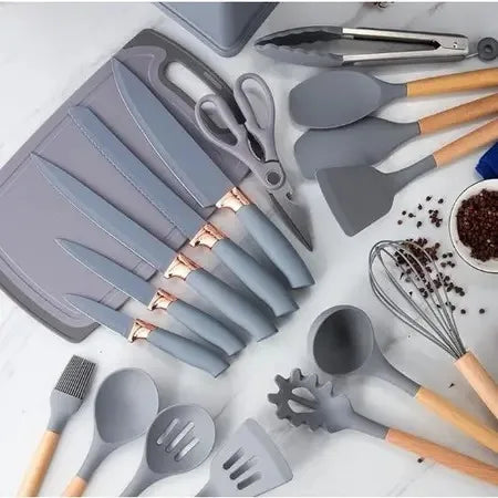 Kit Completo Jogo de Utensílios de Cozinha Luxo 19 Peças | Organização e Elegância para sua Cozinha