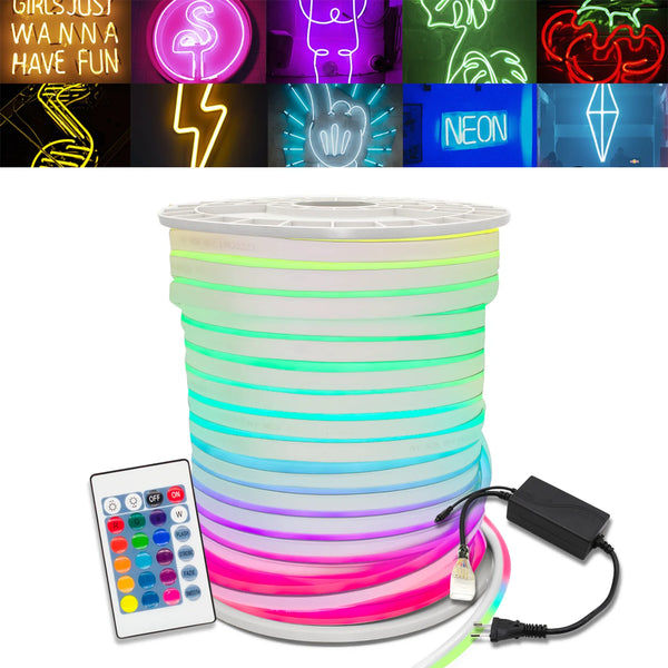 Fita Neon LED Flexível 15m com Fonte e Controle RGB – Ilumine, Decore e Personalize com Estilo