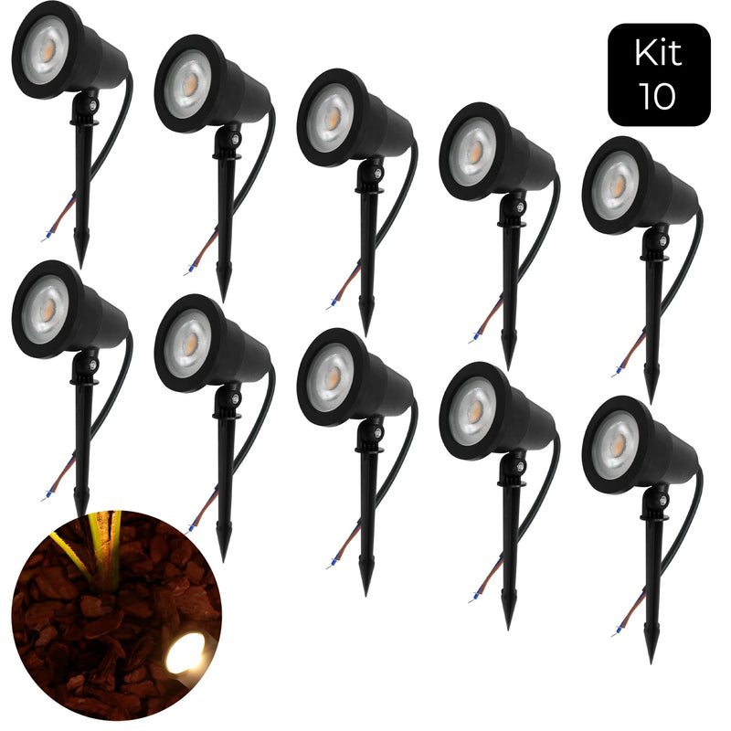 Kit com 10 Luminárias de Jardim Espeto com Lâmpada LED 7W – Iluminação Decorativa e Funcional para Áreas Externas