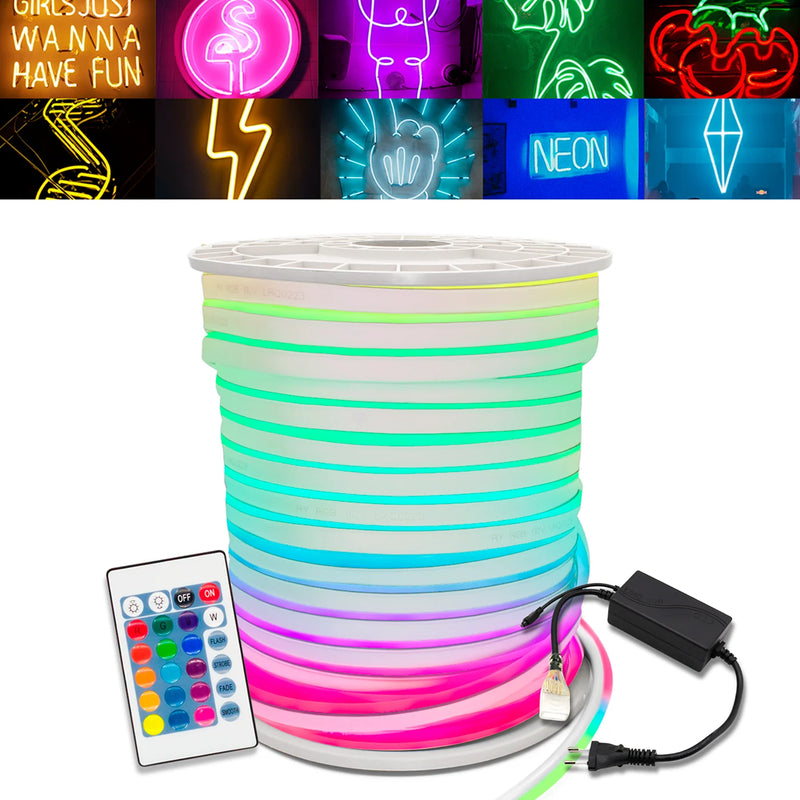 Fita Neon LED Flexível 15m com Fonte e Controle RGB – Ilumine, Decore e Personalize com Estilo