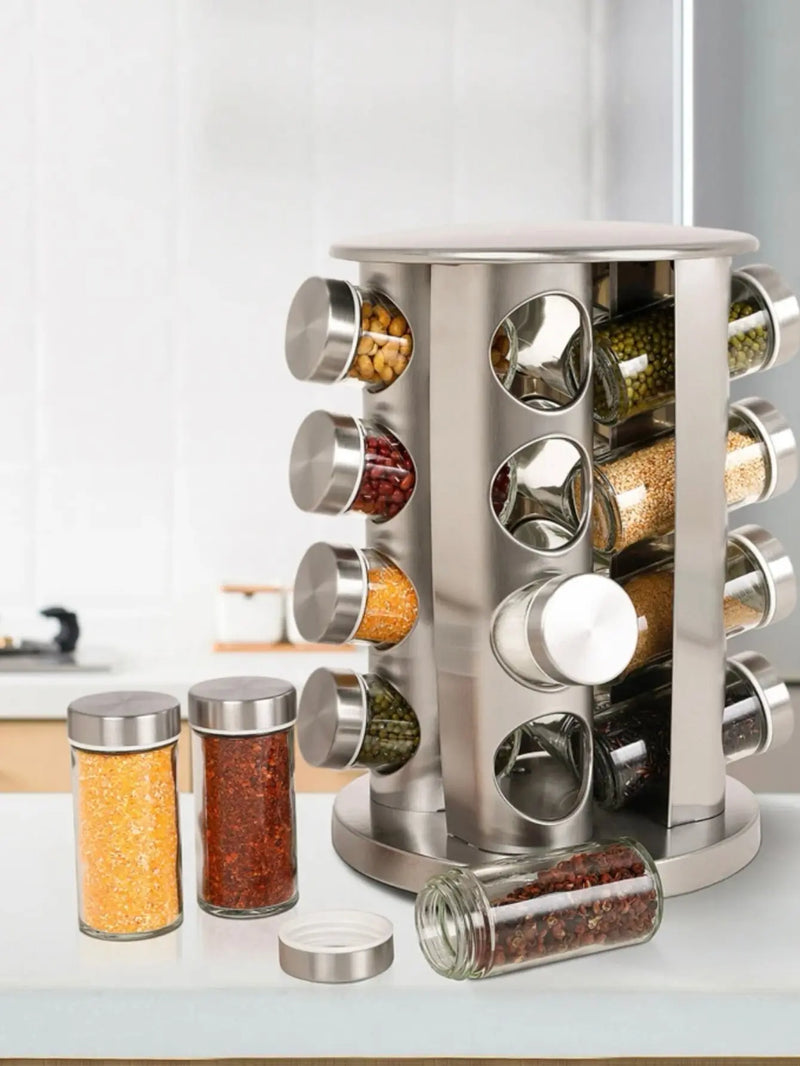 Porta-Temperos Condimento Giratório com 16 Potes – Organização e Elegância na Sua Cozinha