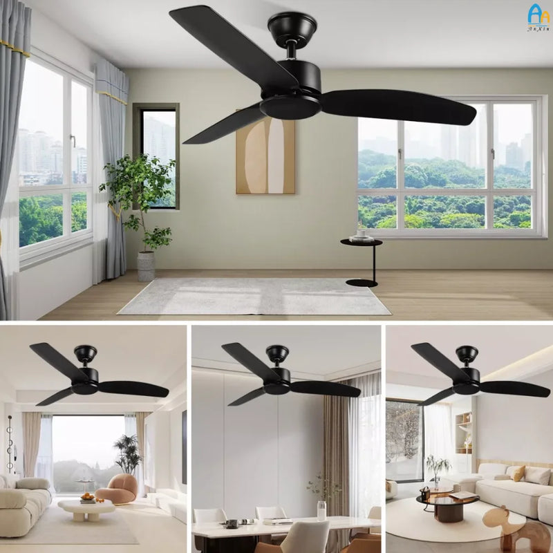 Ventilador de Teto Preto 42” | 6 Velocidades, Timer e Controle Remoto | Moderno e Silencioso
