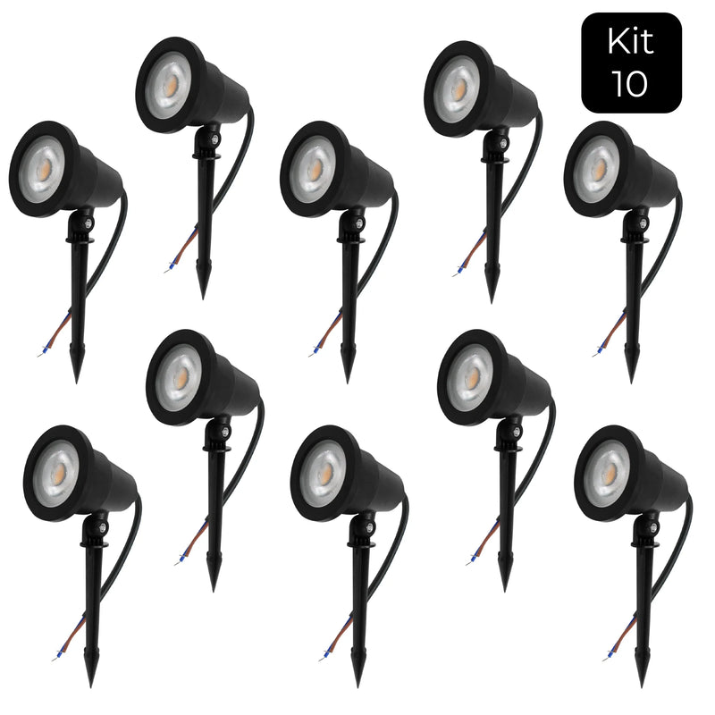 Kit com 10 Luminárias de Jardim Espeto com Lâmpada LED 7W – Iluminação Decorativa e Funcional para Áreas Externas