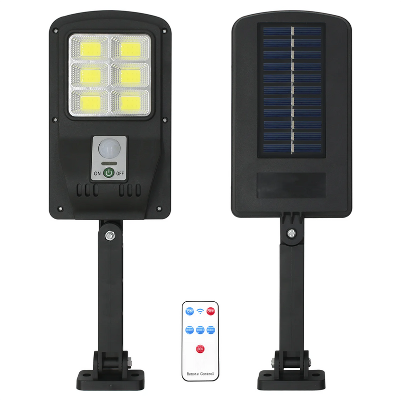 Mini Luminária Solar de Rua LED 60W com Sensor de Presença – 9COB | IP65 + Controle Remoto