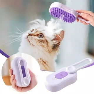Escova de Vapor para Pets 3 em 1 – Mais Conforto, Menos Nós e Um Pelo Brilhante