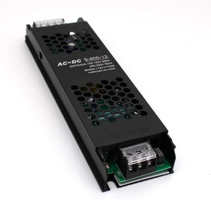 Fonte Chaveada 12V 50A 600W | Alta Potência para Fita LED, CFTV, Som e Mais