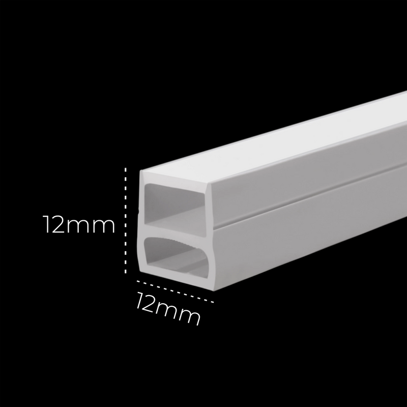 Perfil de Sobrepor em Silicone Flexível 12x12mm – Acabamento Profissional para Fitas de LED