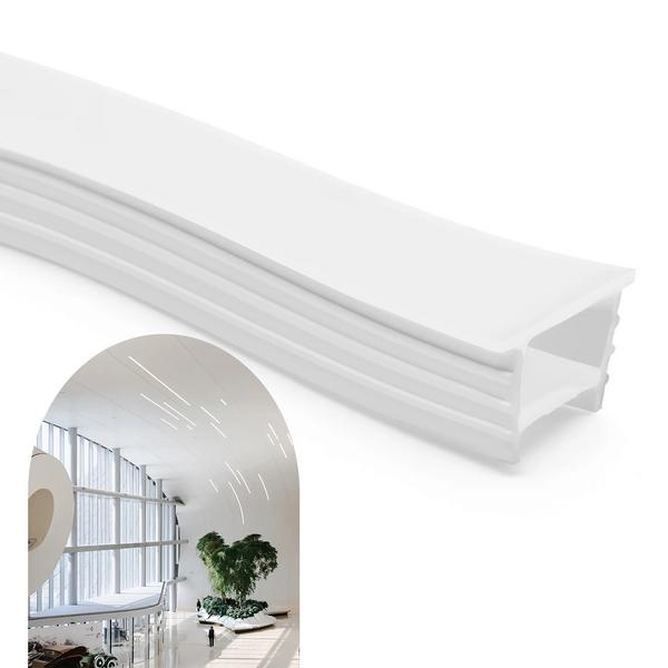 Perfil de Silicone Flexível 5m para Fita LED 20x20mm – Design Moderno e Instalação Embutida