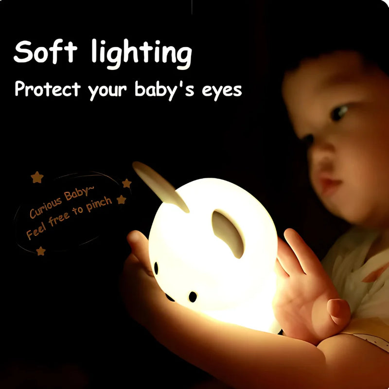 Mini Luminária LED Coelho em Silicone Touch Recarregável – Fofura que Ilumina