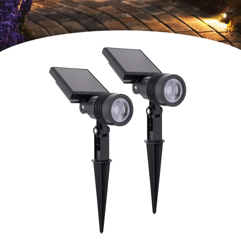 X Kit com 2 Luminárias LED de Energia Solar Spot 10W – Iluminação Sustentável e Elegante para Seu Jardim