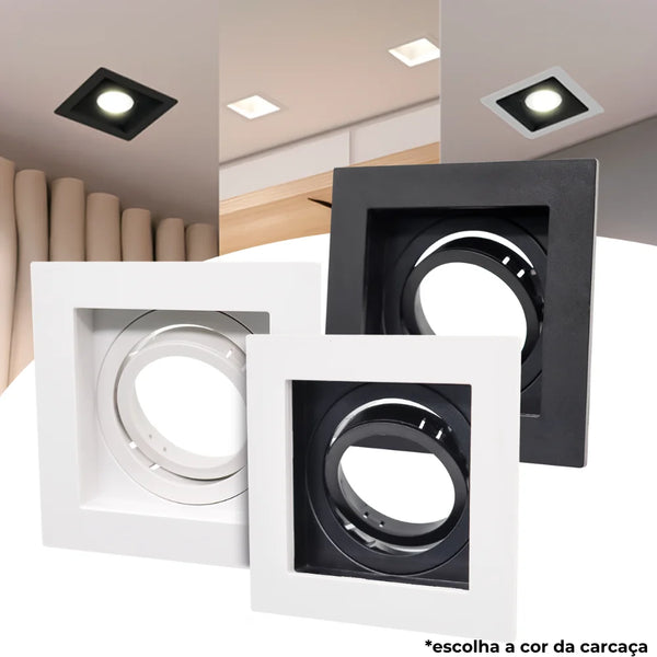 Suporte Recuado Embutido MR16 Quadrado – Design Sofisticado com Iluminação Direcionada