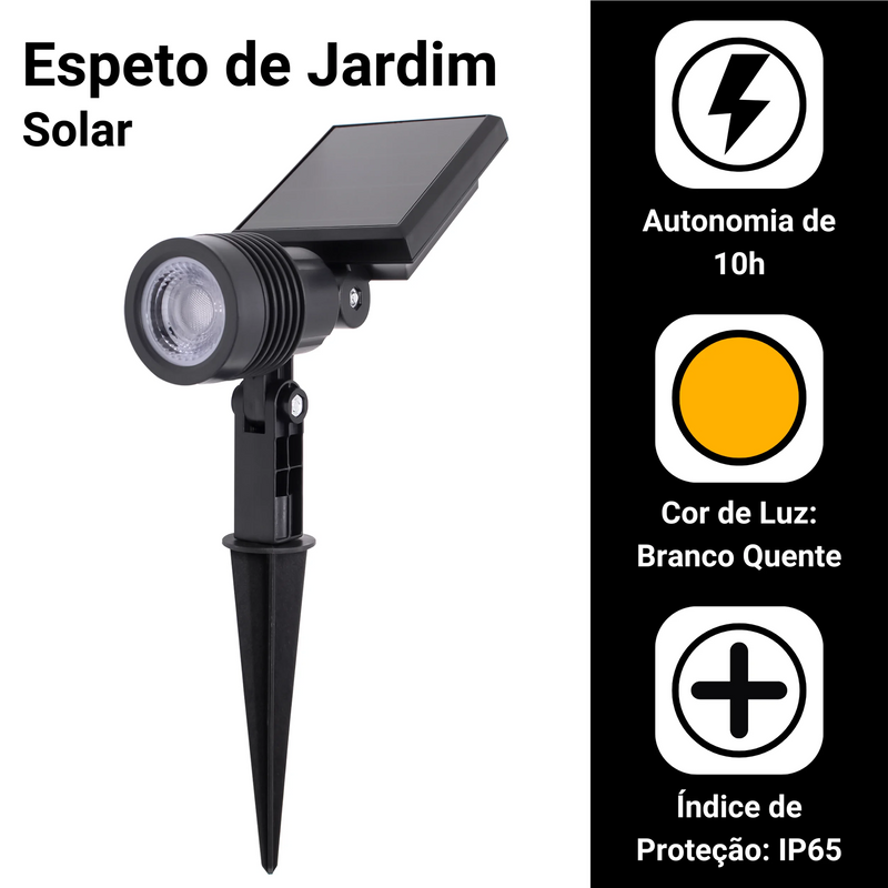 X Kit com 2 Luminárias LED de Energia Solar Spot 10W – Iluminação Sustentável e Elegante para Seu Jardim