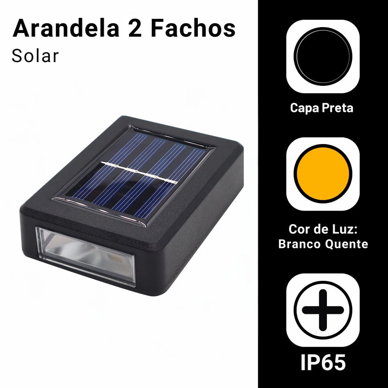 Kit 2 Luminárias Solares Slim de Parede com Foco – Iluminação Automática e Elegante