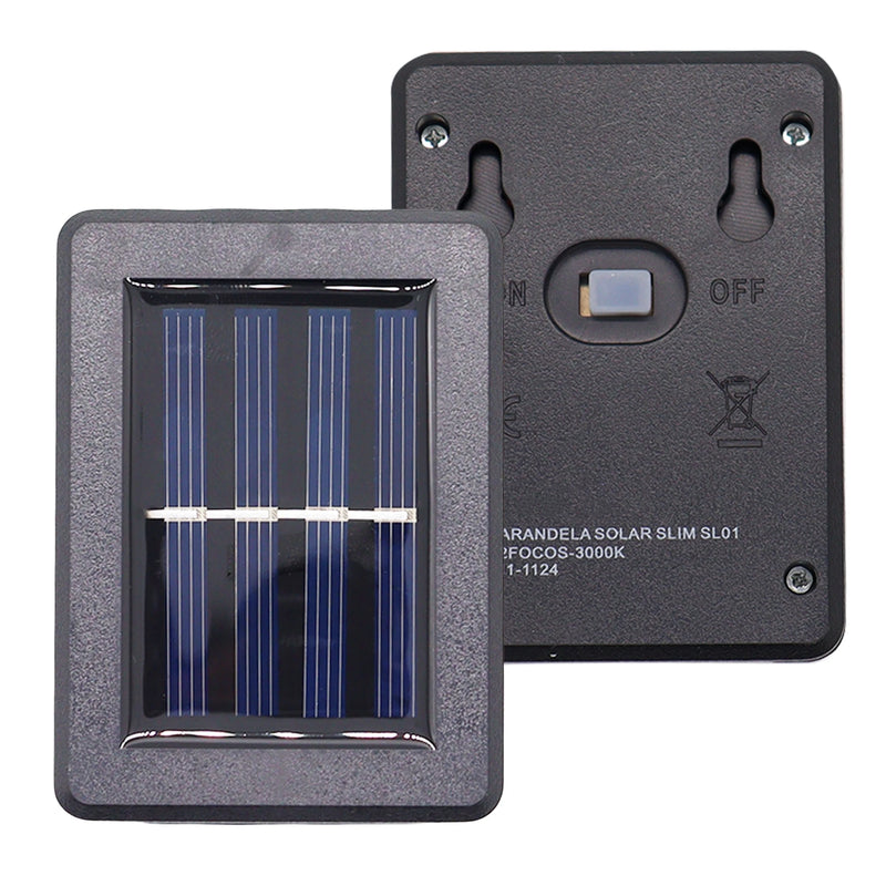 Kit 2 Luminárias Solares Slim de Parede com Foco – Iluminação Automática e Elegante