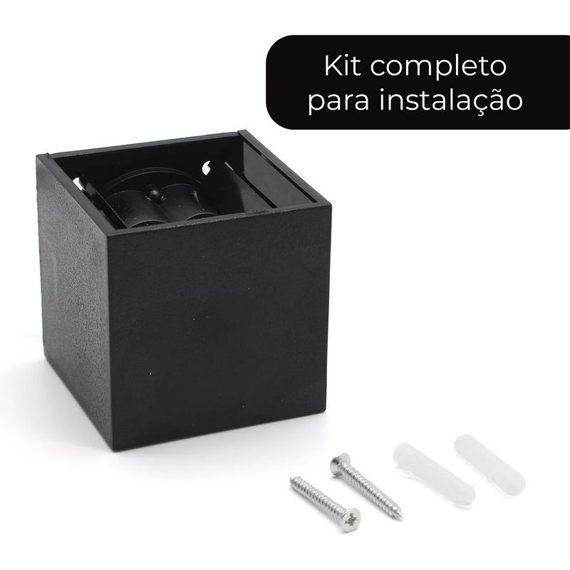 Mini Arandela LED Preta 3W com 2 Feixes de Luz – Moderna, Resistente e Sofisticada