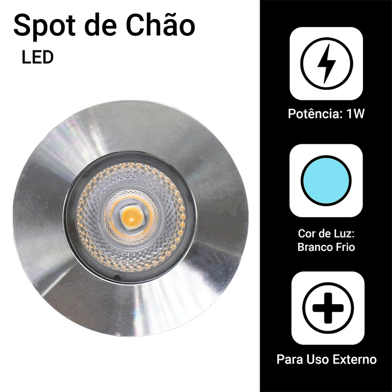 Spot Beacon LED Embutido para Piso de Jardim – 1W IP65 (Branco Frio/Verde)