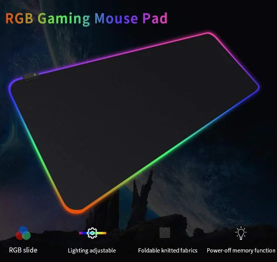 Mouse Pad Gamer LED RGB 7 Cores | Grande 800x300mm | Velocidade e Precisão