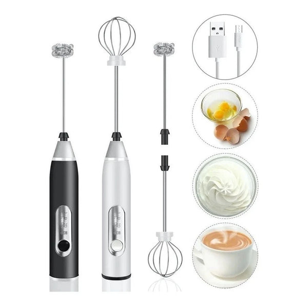 Batedor Misturador Mixer Elétrico 2 em 1 | Para Leite, Café, Ovos e Muito Mais