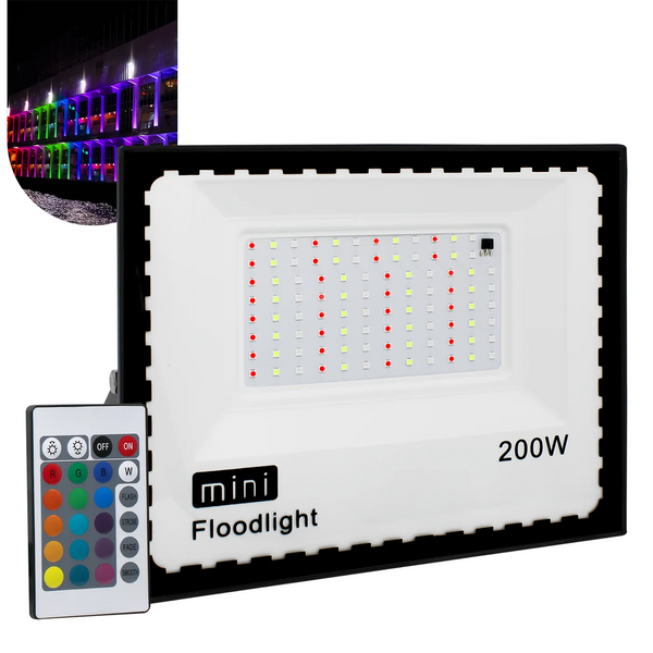 Refletor LED RGB 200W com Controle Remoto – Cores, Potência e Eficiência em um só produto