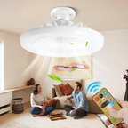 Lâmpada de Teto Inteligente com Ventilador Branco - Luminária com Controle Remoto