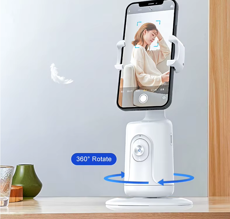 Suporte Inteligente com Rastreamento Automático 360° – Gravações Perfeitas Sem Mãos