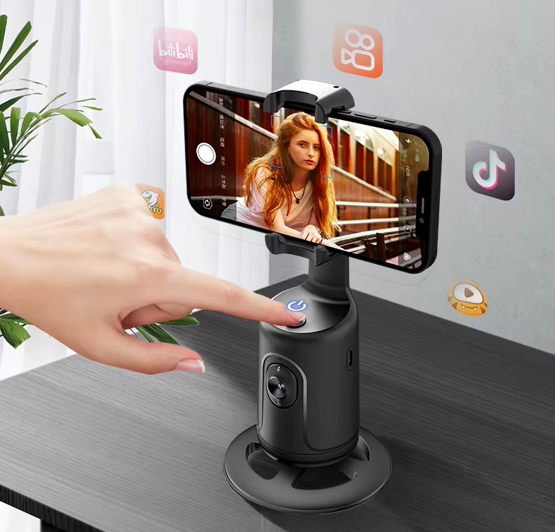 Suporte Inteligente com Rastreamento Automático 360° – Gravações Perfeitas Sem Mãos