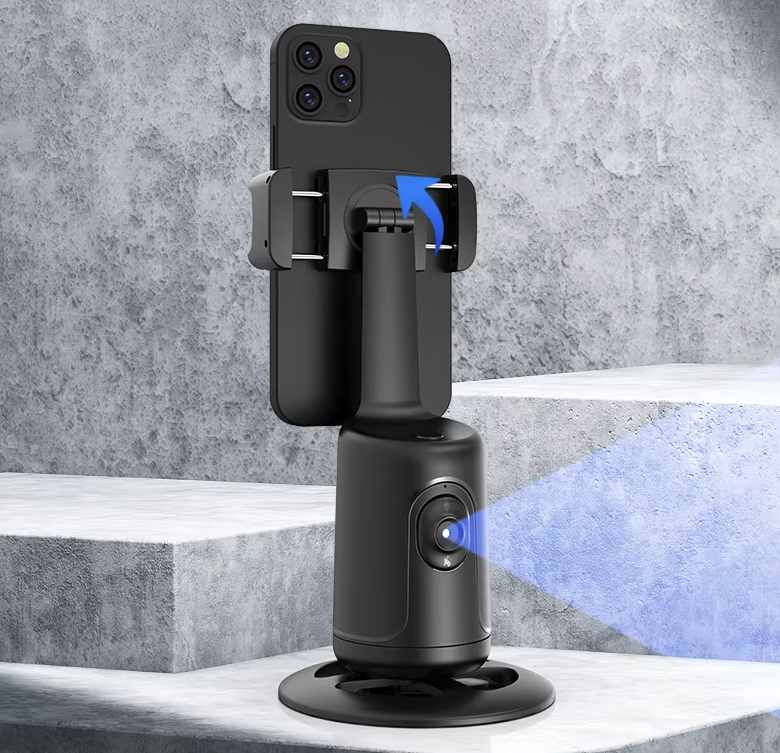 Suporte Inteligente com Rastreamento Automático 360° – Gravações Perfeitas Sem Mãos
